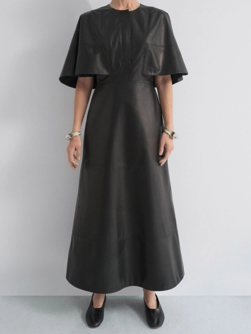 Partow Cape Leather Dress